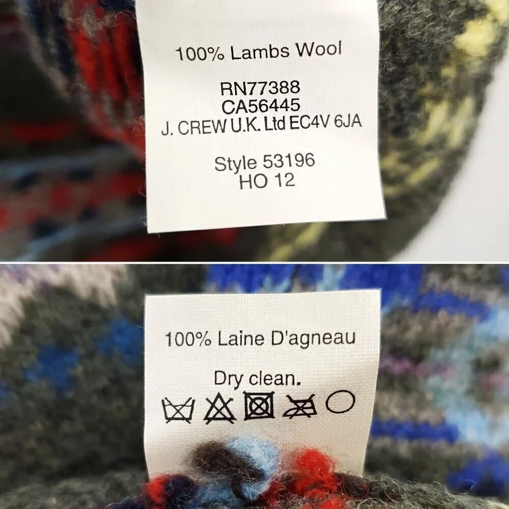 J. Crew Fair Isle Sweater 100% Lambswool Soft Multicolor Men's XL